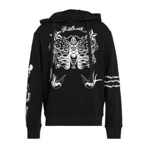 Just Cavalli Graphic Hoodie Black French Terry Print Men’s Size M NWT